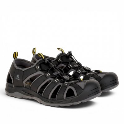 Kamik The Byron Bay 2 Herrsandal black svart gul täckt tå fotriktig vegan elastisk snabbsnörning sportsandal vattentålig