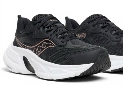 Saucony procyon max black fizz svart vid läst rymlig dam walkingsko komfort stabil stötdämpande jogging fritid promenadskO