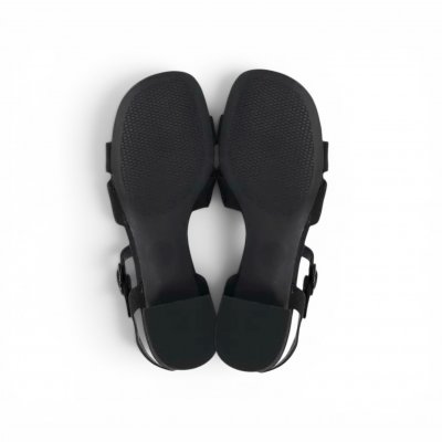 Jana zoe Softline sandalett klack damsko fest finsko kostymsko puläder textil bred läst fotriktig mjuk svart metallic