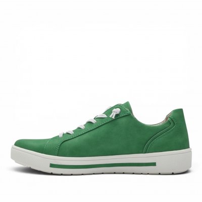 Jana sitane Soft Line grön vit green Sneaker med dragkedja Rymlig Läst h-bredd komfort memoryfoam skinn dam