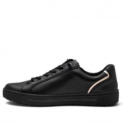 sitane Soft Line svart black guld gold Sneaker med dragkedja Rymlig Läst h-bredd komfort memoryfoam skinn dam