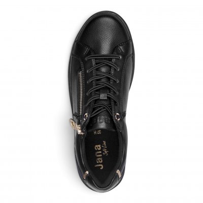 sitane Soft Line svart black guld gold Sneaker med dragkedja Rymlig Läst h-bredd komfort memoryfoam skinn dam