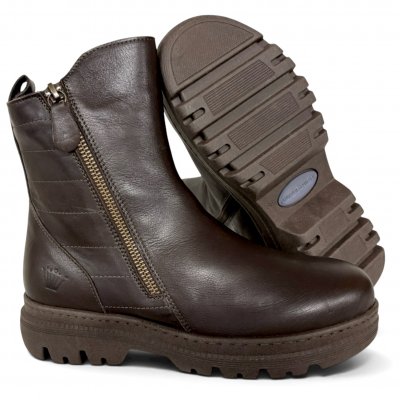 Charlotte Of Sweden chelseaboot känga resår zipper dam skinn brun dragkedja urtagbar fotbädd mjuk