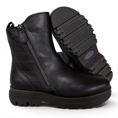 Charlotte Of Sweden chelseaboot känga resår zipper dam skinn svart dragkedja urtagbar fotbädd mjuk