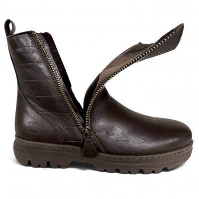 Charlotte Of Sweden chelseaboot känga resår zipper dam skinn brun dragkedja urtagbar fotbädd mjuk