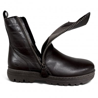 Charlotte Of Sweden chelseaboot känga resår zipper dam skinn svart dragkedja urtagbar fotbädd mjuk