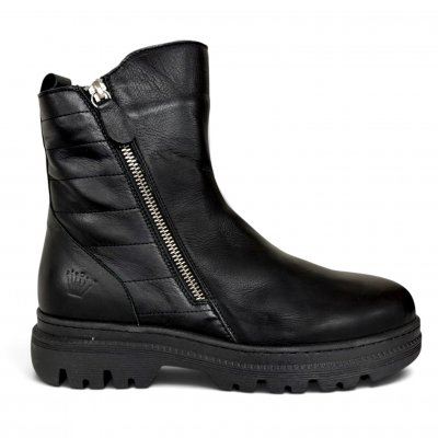 Charlotte Of Sweden chelseaboot känga resår zipper dam skinn svart dragkedja urtagbar fotbädd mjuk