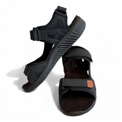 polecat credo hawaii black svart sandal dam unisex fotvänlig kardborre promenad vandring gummisula