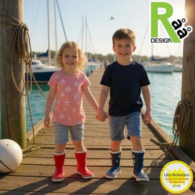 Råå gummistövel jolle båtar stövel blå barn kids junior naturgummi