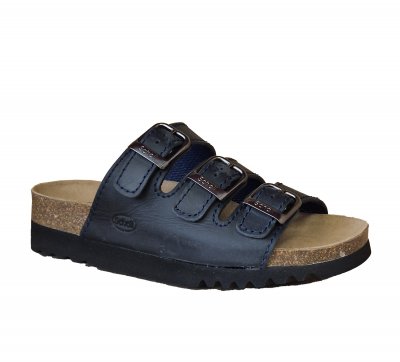 Scholl Rio WG AD läder mörkblå Navy anatomisk biosandal fotriktig