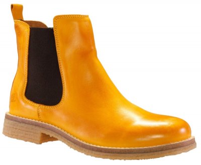 rosa negra chelsea boots kängor skinn golden yellow gul dam resår