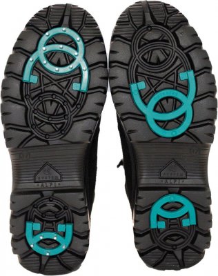 Rosa Negra Vinterboots med Dubbar / Svart kängor broddar skinn läder lammull päls foder varma dragkedja urtagbar innersula