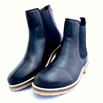 rosa negra chelsea boots kängor black skinn svart dam resår
