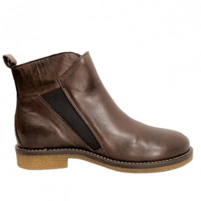 rosa negra chelsea boots brandy brun zipper dragkedja kängor skinn dark brown mörkbrun dam resår