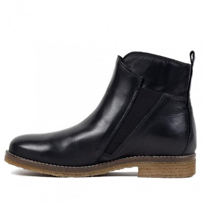 rosa negra chelsea boots zipper dragkedja kängor skinn black svart dam resår