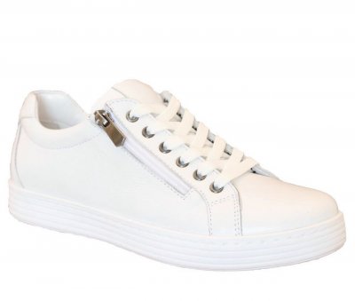 Rosa Negra Comfort Sneaker Dam / White vit skinnsko snörning lågsko urtagbar innersula fotriktig komfort bekväm