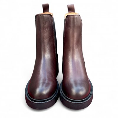 rosa negra chelsea boots kängor skinn dk brown mörkbrun dam resår