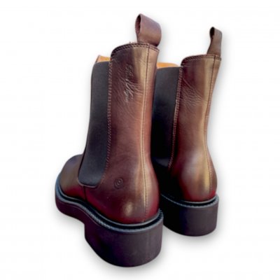 rosa negra chelsea boots kängor skinn dk brown mörkbrun dam resår