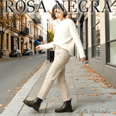 rosa negra chelsea boots kängor skinn dark brown mörkbrun dam resår dragkedja