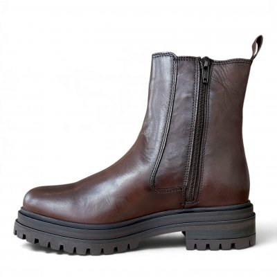 rosa negra chelsea boots kängor skinn dark brown mörkbrun dam resår dragkedja