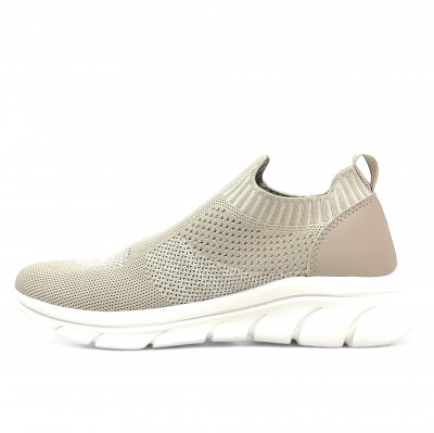 rugged gear new knit sock Sneaker slipin Dam champagne beige resårsnöre komfort memoryfoam damsko fotriktig