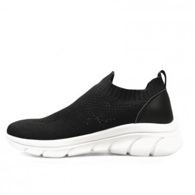 rugged gear new knit sock Sneaker slipin Dam black svart resårsnöre komfort memoryfoam damsko fotriktig
