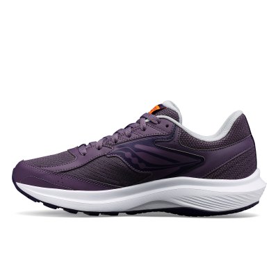 Saucony cohesion 17 Lupine Vizired Pourpre lila orange rymlig dam walkingsko komfort stabil stötdämpande jogging fritid promenad