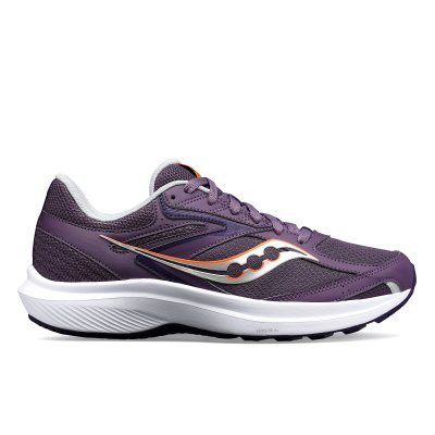 Saucony cohesion 17 Lupine Vizired Pourpre lila orange rymlig dam walkingsko komfort stabil stötdämpande jogging fritid promenad