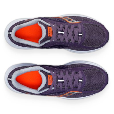 Saucony cohesion 17 Lupine Vizired Pourpre lila orange rymlig dam walkingsko komfort stabil stötdämpande jogging fritid promenad