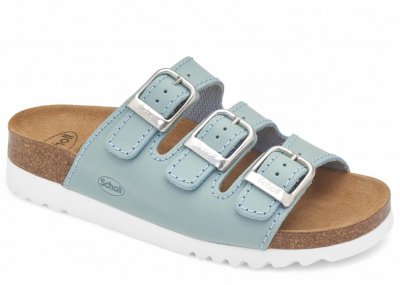 Scholl Summer Special Rio WG AD lt blue ljusblå läder anatomisk biosandal fotriktig