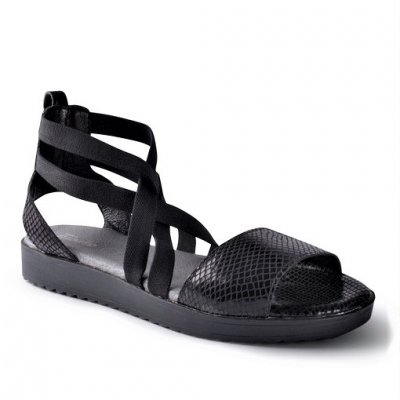 Sköna Marie Elle / Svart sandal sandalett resår sommar skinn