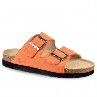 Sköna Marie Joline / dusted orange grön mocka läder biosandal