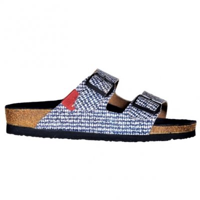 Sköna marie lavish marin blå biosandal mocka läder kork sandal fotriktig