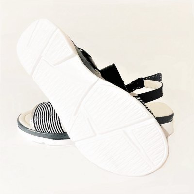 Sköna Marie Ulla / Marin sandal dam läder klack blå randig