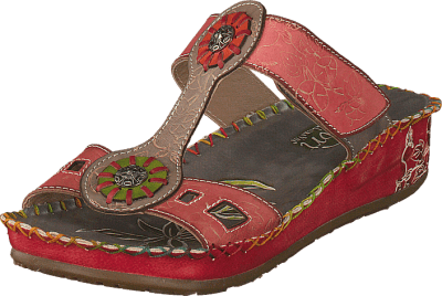 soft comfort alle red röd sandal skinn mönstrad sommar