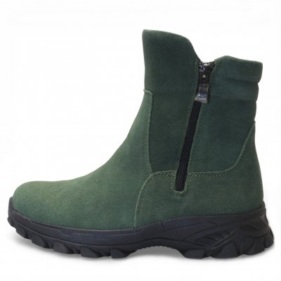 soft comfort vinterboots lampton broddsko dubbar antislip broddar broddskor varmfodrade mocka fotriktiga dragkedja grön provsko