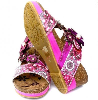 soft comfort jasmine sandalett fuxia rosa cerise lila fuchsia blomma klack kork mjuk