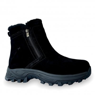 soft comfort vinterboots lampton broddsko dubbar antislip broddar broddskor varmfodrade mocka fotriktiga dragkedja black svart