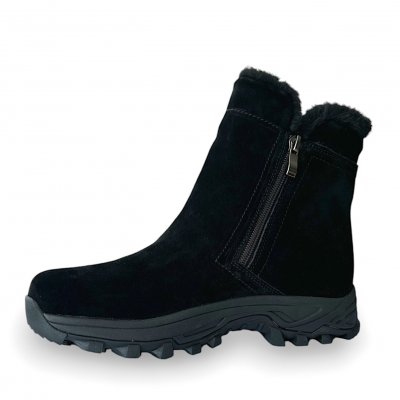 soft comfort vinterboots lampton broddsko dubbar antislip broddar broddskor varmfodrade mocka fotriktiga dragkedja black svart