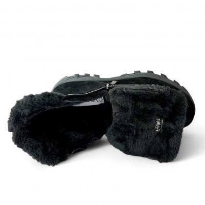 soft comfort vinterboots lampton broddsko dubbar antislip broddar broddskor varmfodrade mocka fotriktiga dragkedja black svart