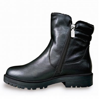 soft comfort vinterboots sunberry broddsko dubbar antislip broddar broddskor varmfodrade skinn fotriktiga dragkedja black svart