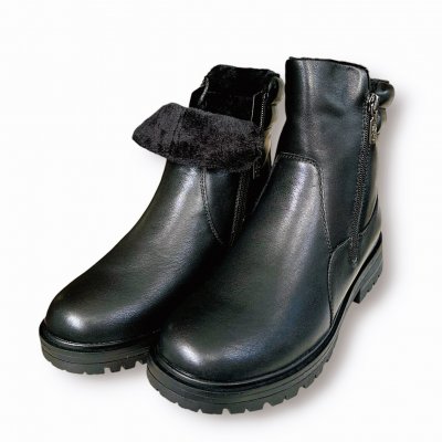 soft comfort vinterboots sunberry broddsko dubbar antislip broddar broddskor varmfodrade skinn fotriktiga dragkedja black svart