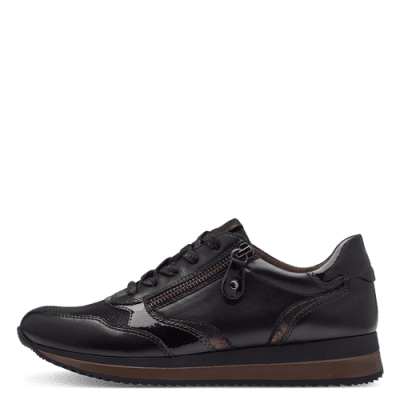 Jana somon Soft Line Sneaker med Rymlig Läst Svart brons vegan h-bredd komfort memoryfoam textil damsko fotriktig