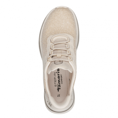 Tamaris daisy step in lätt Sneaker med Rymlig Läst ivory ljus beige vit komfort memoryfoam textil damsko fotriktig