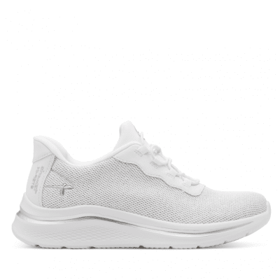 Tamaris daisy step in lätt Sneaker med Rymlig Läst vit white silver komfort memoryfoam textil damsko fotriktig