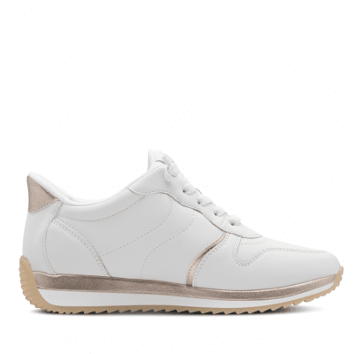 Tamaris mona step in lätt Sneaker med Rymlig Läst vit guld gold komfort memoryfoam läder skinn damsko fotriktig