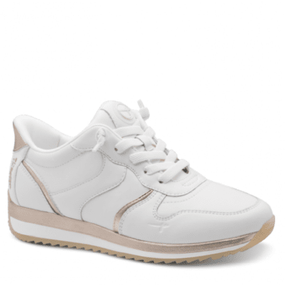 Tamaris mona step in lätt Sneaker med Rymlig Läst vit guld gold komfort memoryfoam läder skinn damsko fotriktig