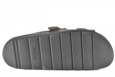 Tellus Brama Sandal / Svart skinn biosandal fotriktig anatomisk kork gummi rymlig