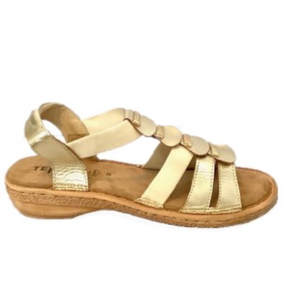 Tellus Solei Sandal / Guld dam skinn sommar resår