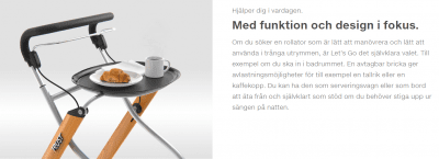 Trustcare Let's Go Rollator Inomhus / Bok Silver med bricka